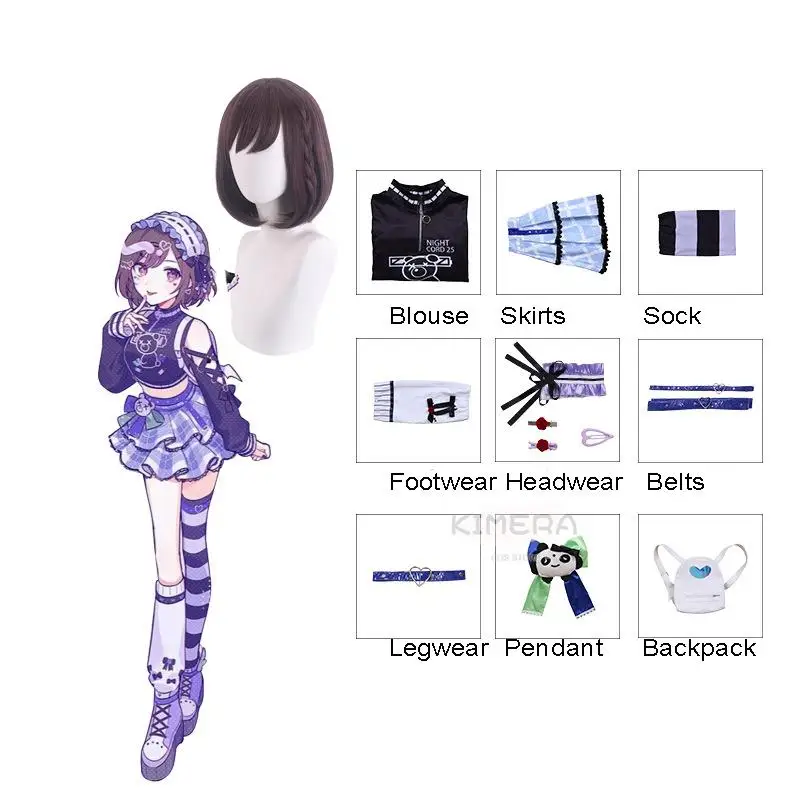 Project Sekai Colorful 25-ji Cosplay Costumes Wig Asahina Mafuyu Mizuki Yoisaki Kanade Shinonome Ena Anime Cos Women Suit Bag