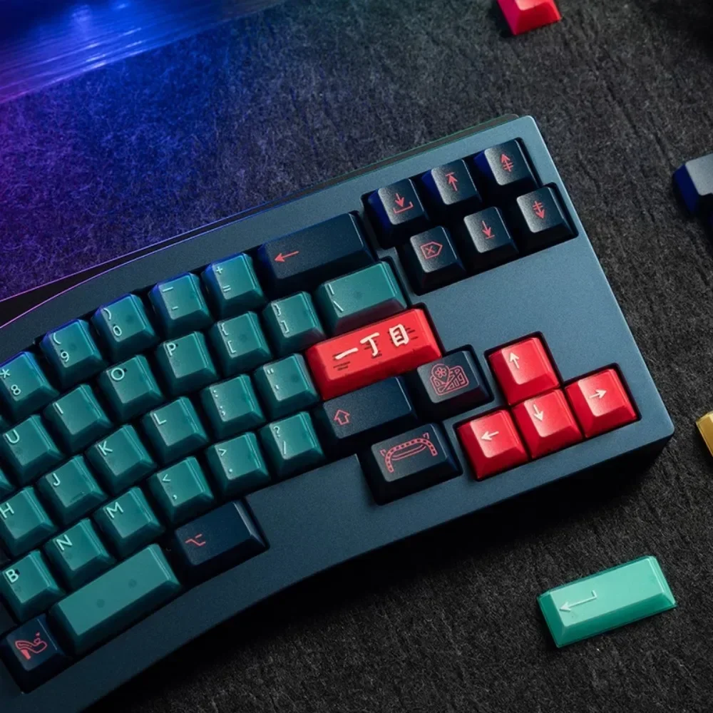 Pbtfans kabukicho r2 keycaps kit/deskmat abs cereja perfil translúcido personalizado keycap para jogos acessórios de teclado mecânico