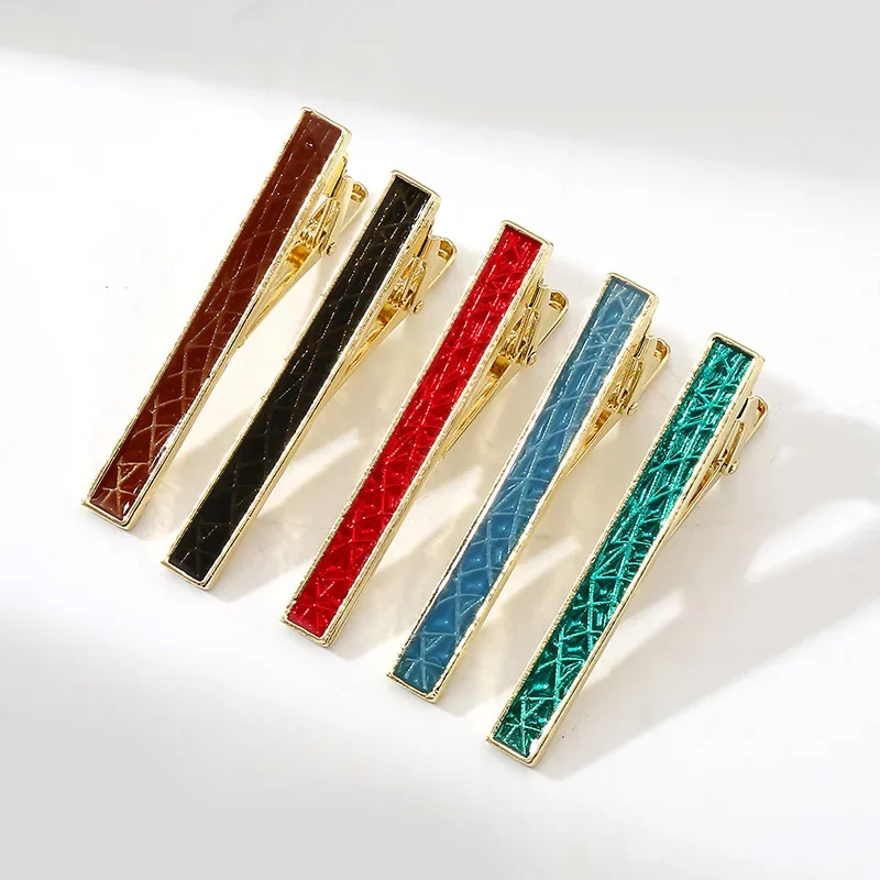 New Multicolor Men\'s Tie Clip Fashion Personality Trend Rendering Red Green Black Neck Length 5.5cm Men Wedding Accessories