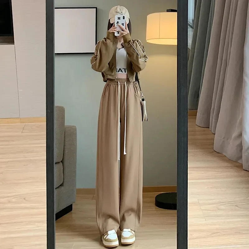 

Женские брюки Женские брюки с высокой талией Прямые спортивные штаны Y2K Свободные брюки Женские эластичные брюки Зимние брюки