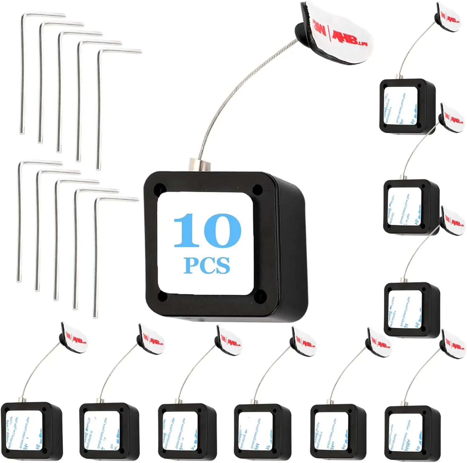 Retractable Remote Control Tethers Remote Cable Loc 6.5ft /1.98M Remotx2e Control Security Lock For TV And DVD Black 10 Pcs