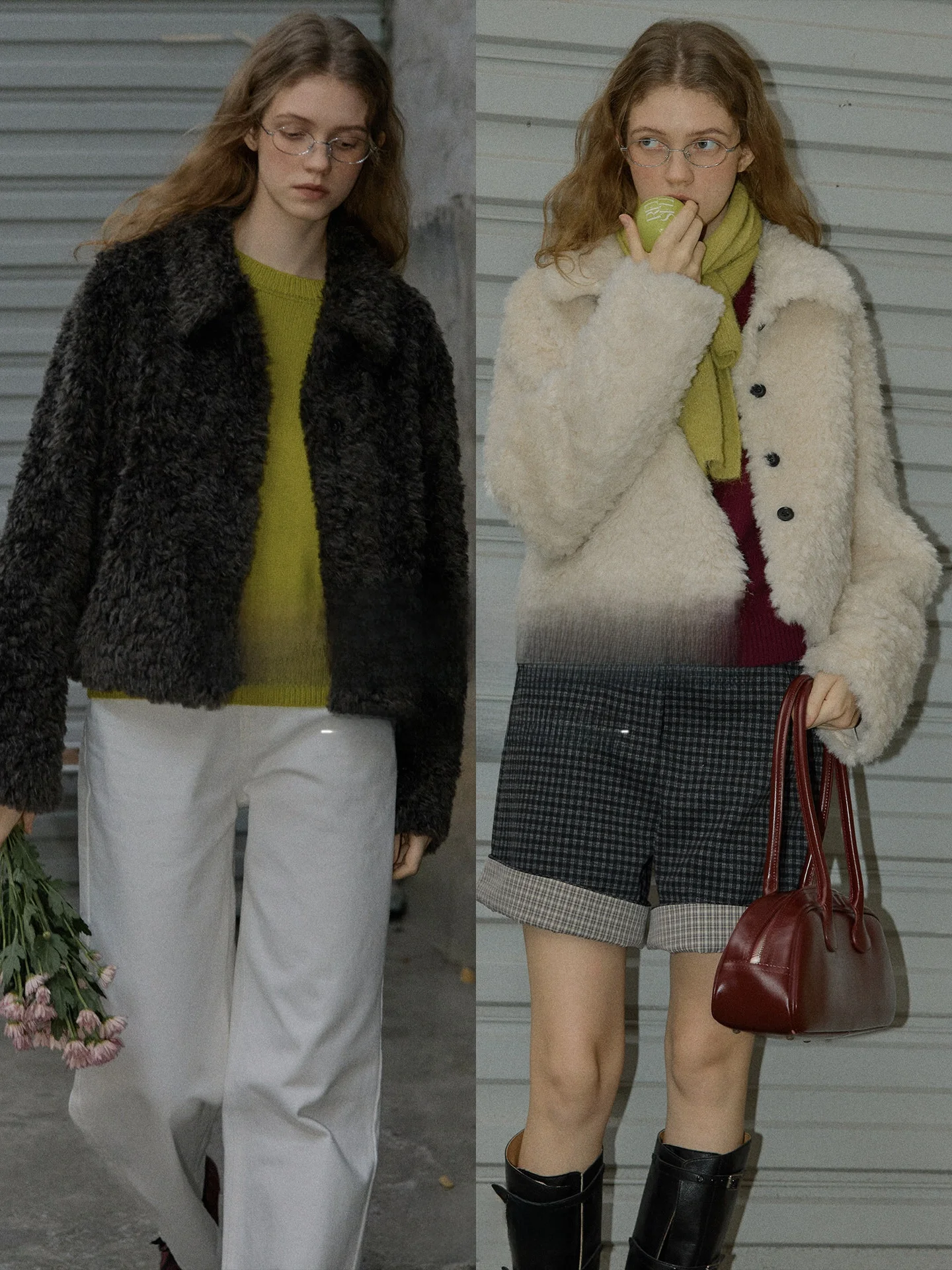 Jaqueta Feminina Casual de Couro com Forro de Pele, Manga Longa, Gola Dobrável e Fecho – Moda e Conforto para o Inverno