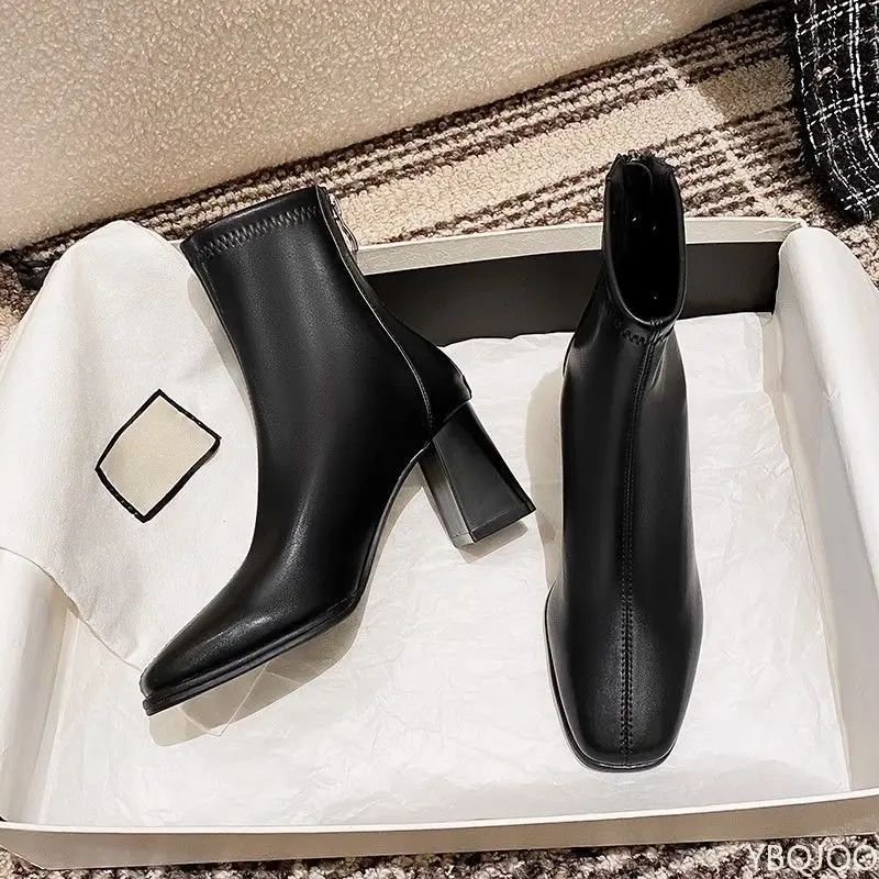 

Новые модные универсальные женские ботинки с острым носком на среднем каблуке, элегантные простые удобные женские ботинки в стиле ретро
