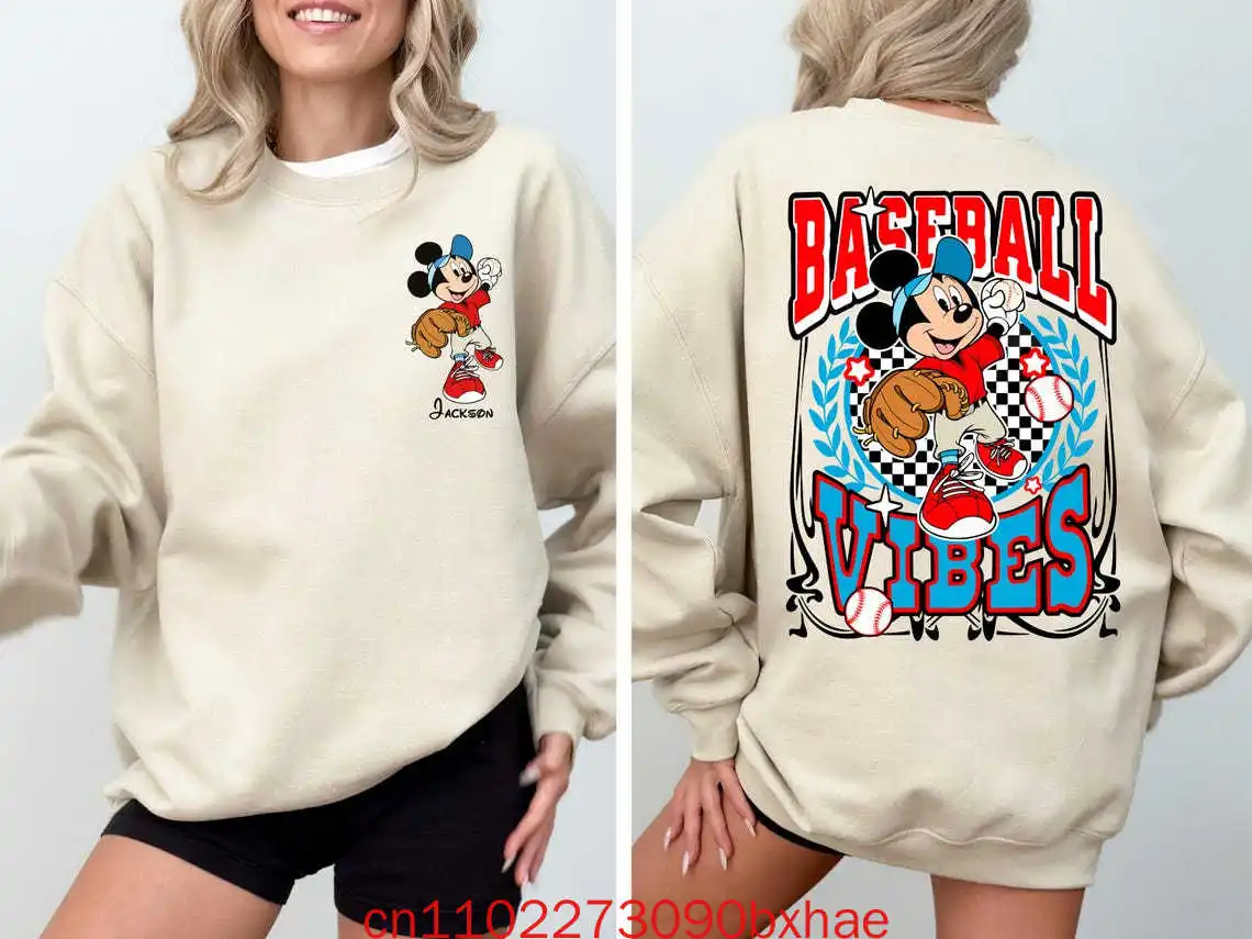 Chemise de Baseball Mickey Vibes, chemise de Baseball personnalisée Disney, sweat-shirt pour amoureux du Baseball, chemise de joueur d'équipe de Baseball