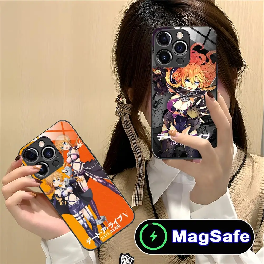 

Чехол для телефона Date a Live Yamai Kaguya для iPhone 17 16 15 14 13 12 11 Air Pro Max Plus Mini MagSafe, стеклянный, цветной
