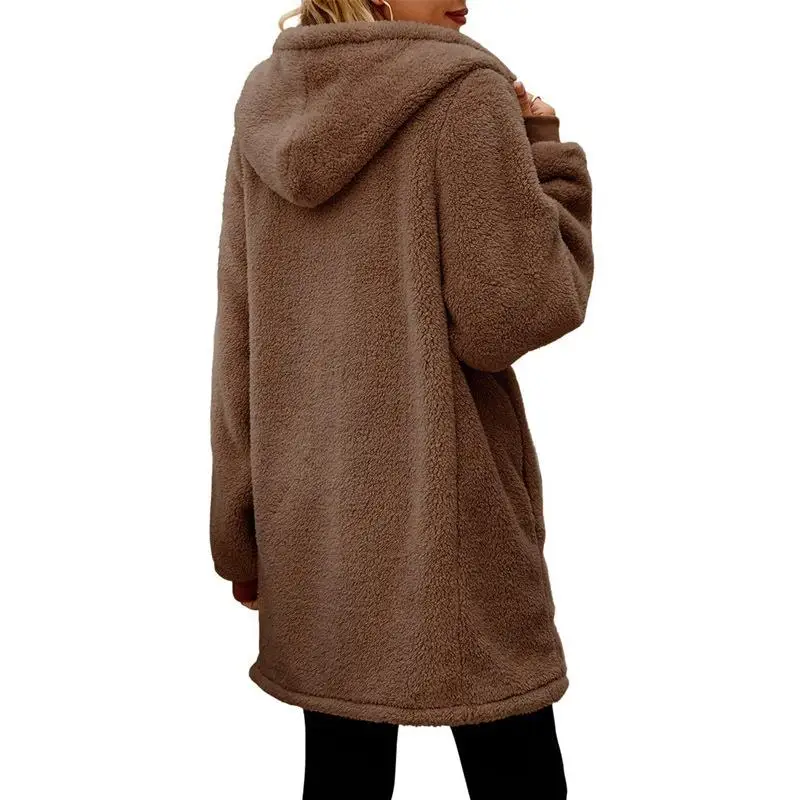 

Winter 2025 Women's Loose Fur Long Sleeve Hooded Zipper Open Cardigan Jacket Independent Station New Arrival Thickened Europe...