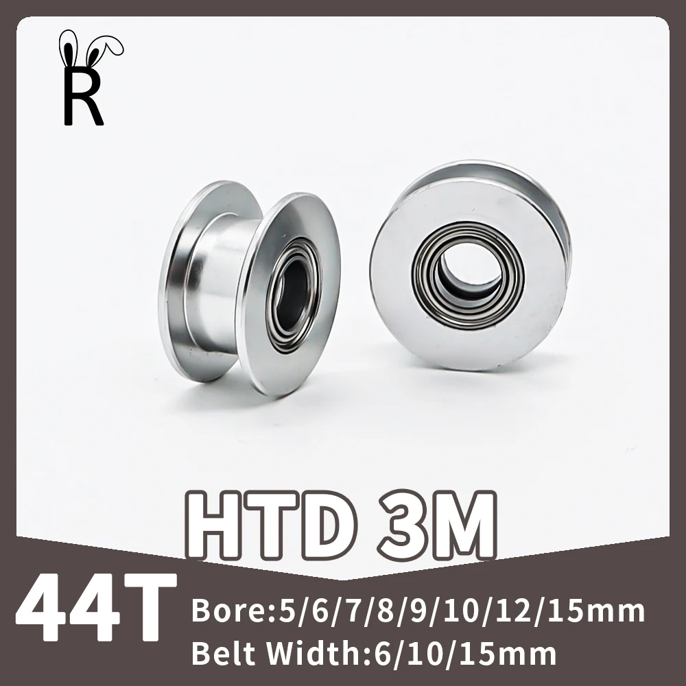 44Teeth 44T HTD 3M Idler Pulley Synchronous Wheels Bore 3/4/5~10/12/15mm Timing Pulley Tooth Width 6/10/15mm 3M Tensioner Wheels