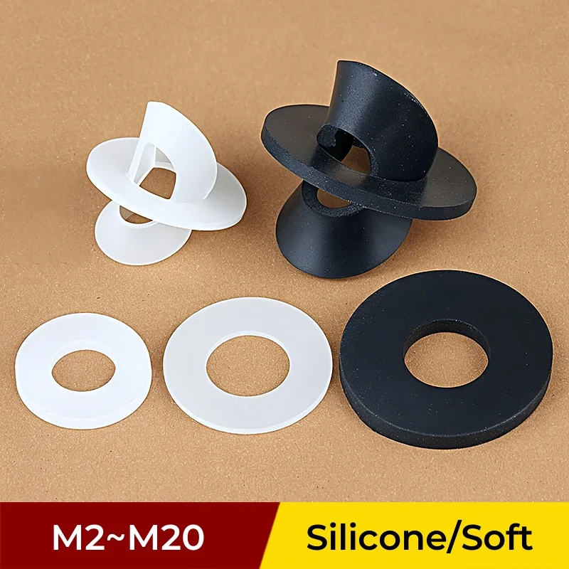 M2 M2.5 M2.7 M3 M4 M5 M6 M7 M8 M10 M12 M14 M16 M20 Black White Soft Silicone Flat Pad Washer Soft Rubber Seal Gaskets