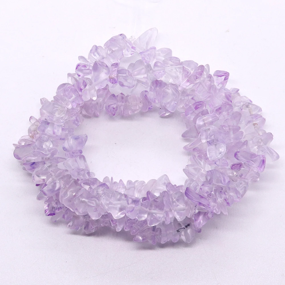 Natural Crystal Crushed Stone Beads Irregular Purple Fluorite Chips Gravel Beaded for Jewelry Making DIY Bracelet Necklace 80cm