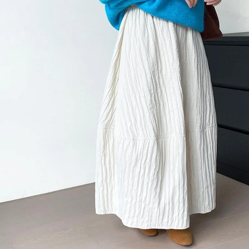 

Japanese literary retro midi skirt Spring and Autumn 2025 new high-waisted slim and versatile simple skirt women's clothing