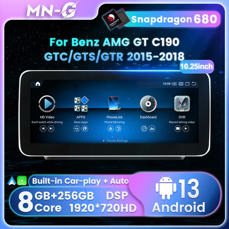 Rádio do carro android tudo em um ksw s680 para mercedes benz amg gt c190 gtc gts gtr 2015-2018 reprodutor multimídia gps sem fio carplay