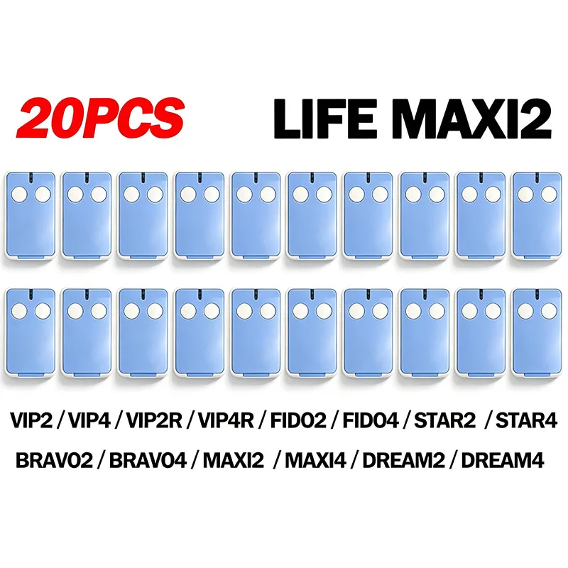 LIFE MAXI2 Remote Control 433.92MHz Gate Remote Controls Compatible With MAXI4 FIDO2 FIDO4 STAR BRAVO DREAM VIP 2 4 VIP2R VIP4R