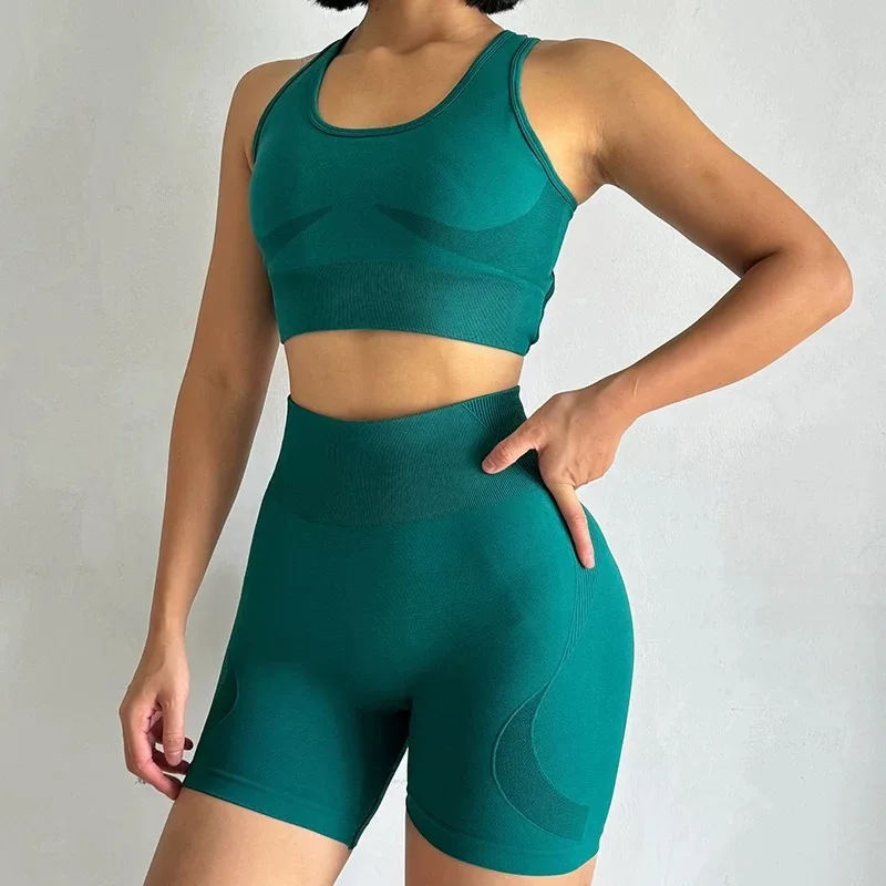 Smvp Women's yoga exercise set, paired with cross gathered back and high waisted hip lifting sports shorts