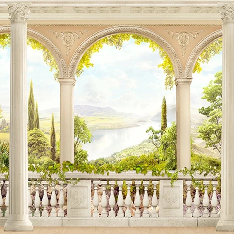 Custom Any Size European Roman Column Garden Scenery 3D Mural Wallpaper Living Room TV Background Wall Home Decor 3D Wall Cloth