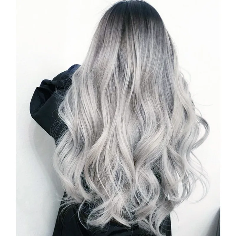 Synthetic Hair Extensions Gradual Colors Fashion Female Wigs Breathable Head Cover Hat 65cm Long Wavy Curly Ladies Wig for Women