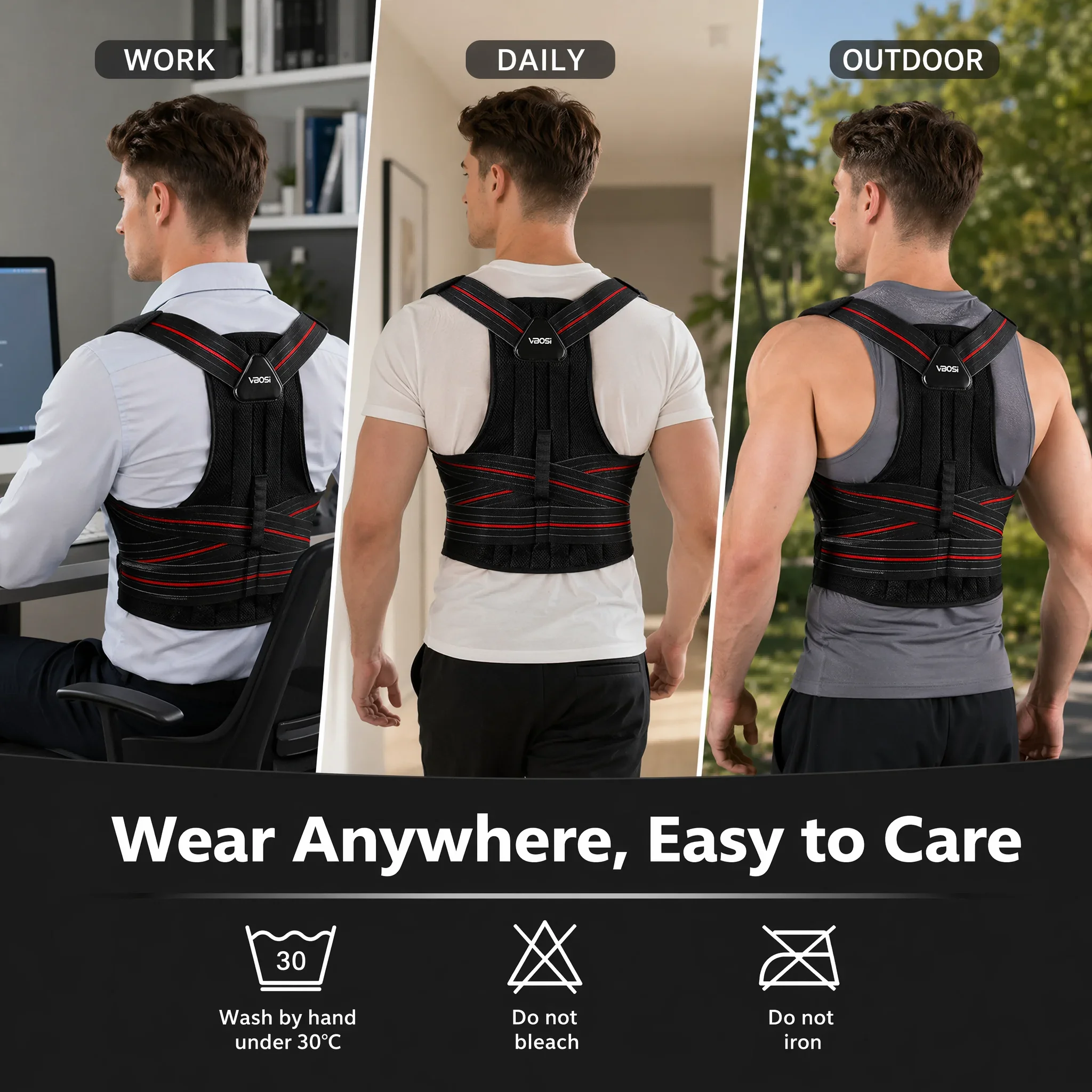 Back Posture Corrector Brace Adjustable Shoulder Support Belt for Men Women Humpback Relief Spine Alignment Back Straightening view 4