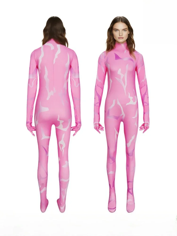 

KPop Demon Hunters Movie Three Characters Rumi Mira Zoey Cosplay Devil Hunter Pink Jumpsuit Cosplay Costume Full Set