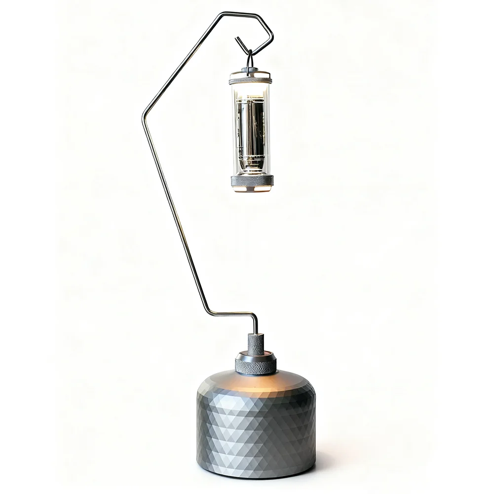 

Outdoor Camping Gas Canister Lamp Stand with Adaptor, Vintage Table Lamp Holder for High Mountain Gas Canister