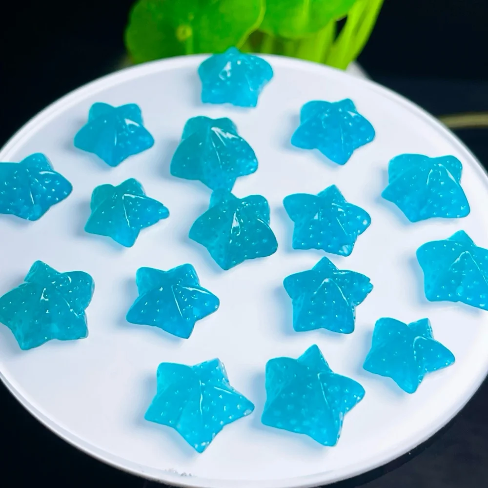 5PCS 17mm Natural Amazonite Starfish Beads Polished Crystal Reiki Healing Jewelry Making Cute Rock Pendant Gift