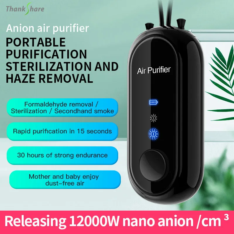 Air Purifier Necklace Anion Mini Portable 700mah Fresh Anion Generator with Collar Clip 5V Mini Mute For Car Home