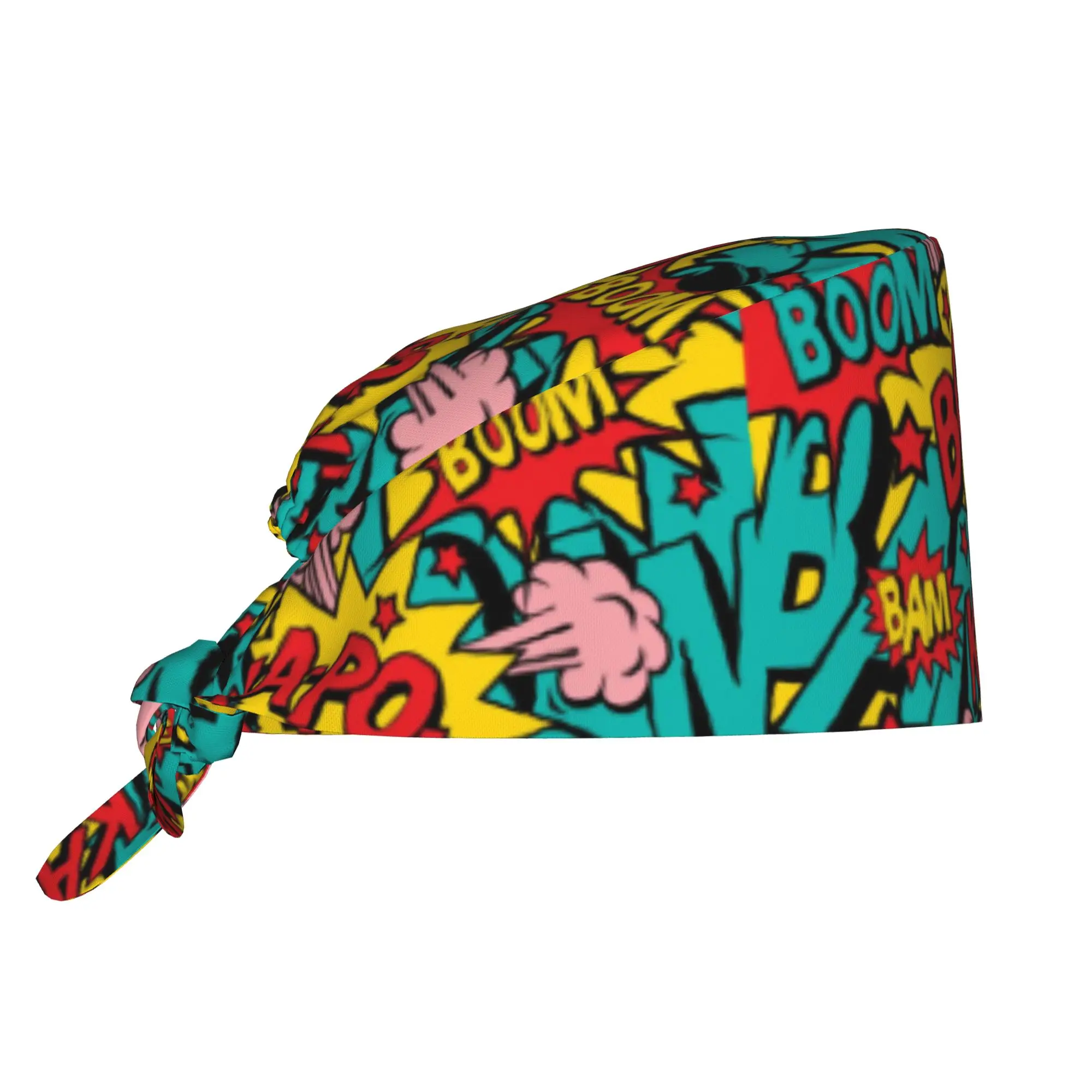 Custom Comic Book Scrubs Cap Surgical Hats Men Women  Operating Room Cap Operator Hats Lab Works Hat