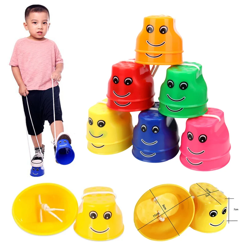 1Pair Smile Jumping Stilts Balance Coordination Equipment Kindergarten Sensory Integration Training Balance Toys for Children