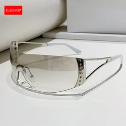 KLASSNUM Trend Y2k Sunglasses Women Punk Sun Glasses One-pieces Rimless Gradient Goggle Eyewear Luxury Brand Design UV400 Shades