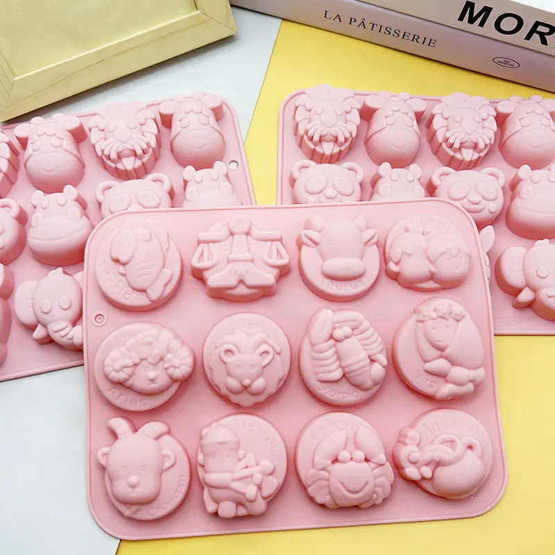 Twelve Constellations Animal Silicone Molds DIY Baking Mould for Chocolate Candy Cake Soap Jelly Handmade Kitchen Baking Tools