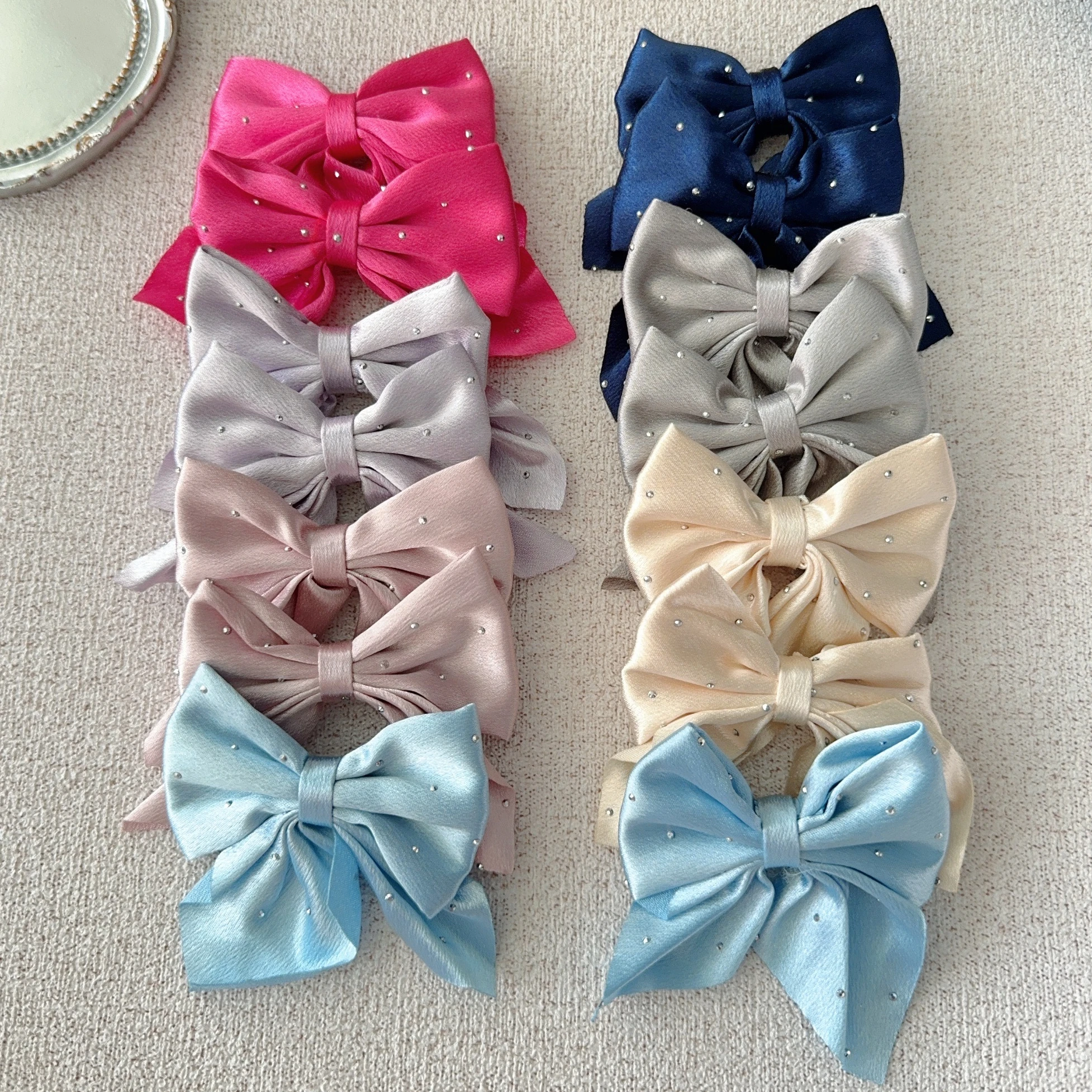 2/4Pcs New Chiffon Ribbon Hairpin Woman Girls Dots Bowknot Starry Barrette Bow Back Head Hair Clip Headwear Hair Accessories