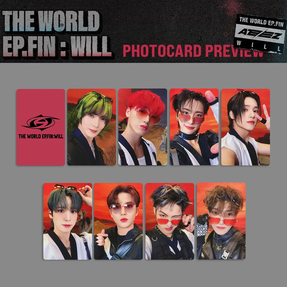 8Pcs/Set ATEEZ THE WORLD EP.FIN: WILL Album Photocards Mingi