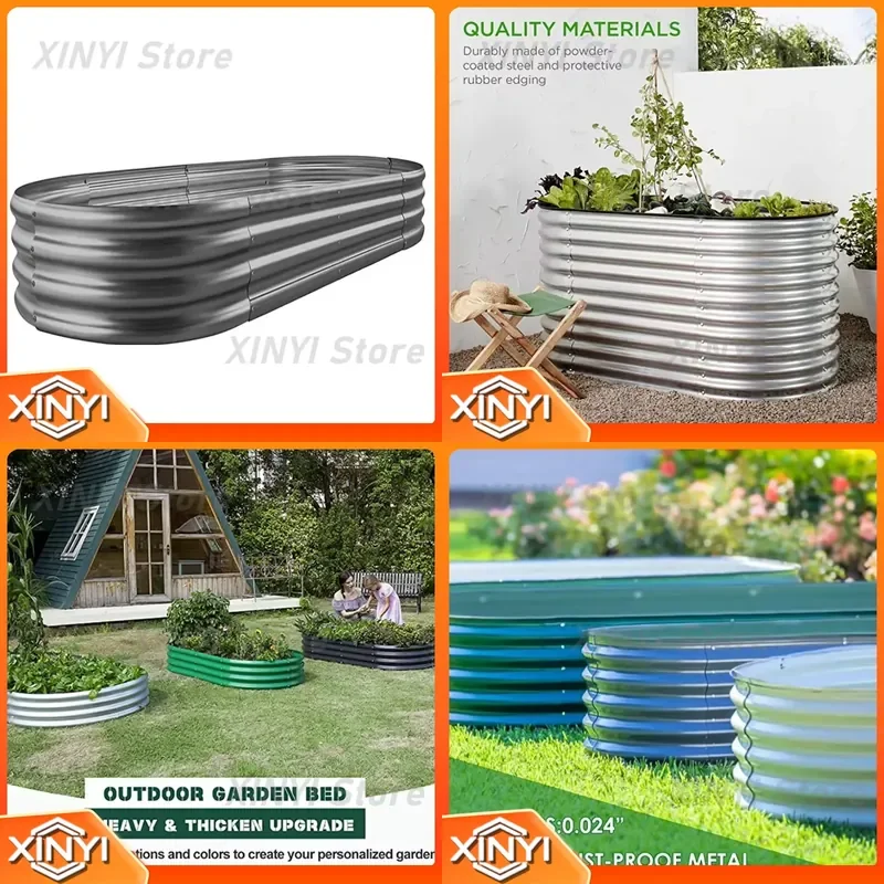 for Elevated Garden Bed for Galvanized Metal Raised Planter Box 8 ft Tall 4 in 1 Modular Herb Vegetable Gardening Kit Home