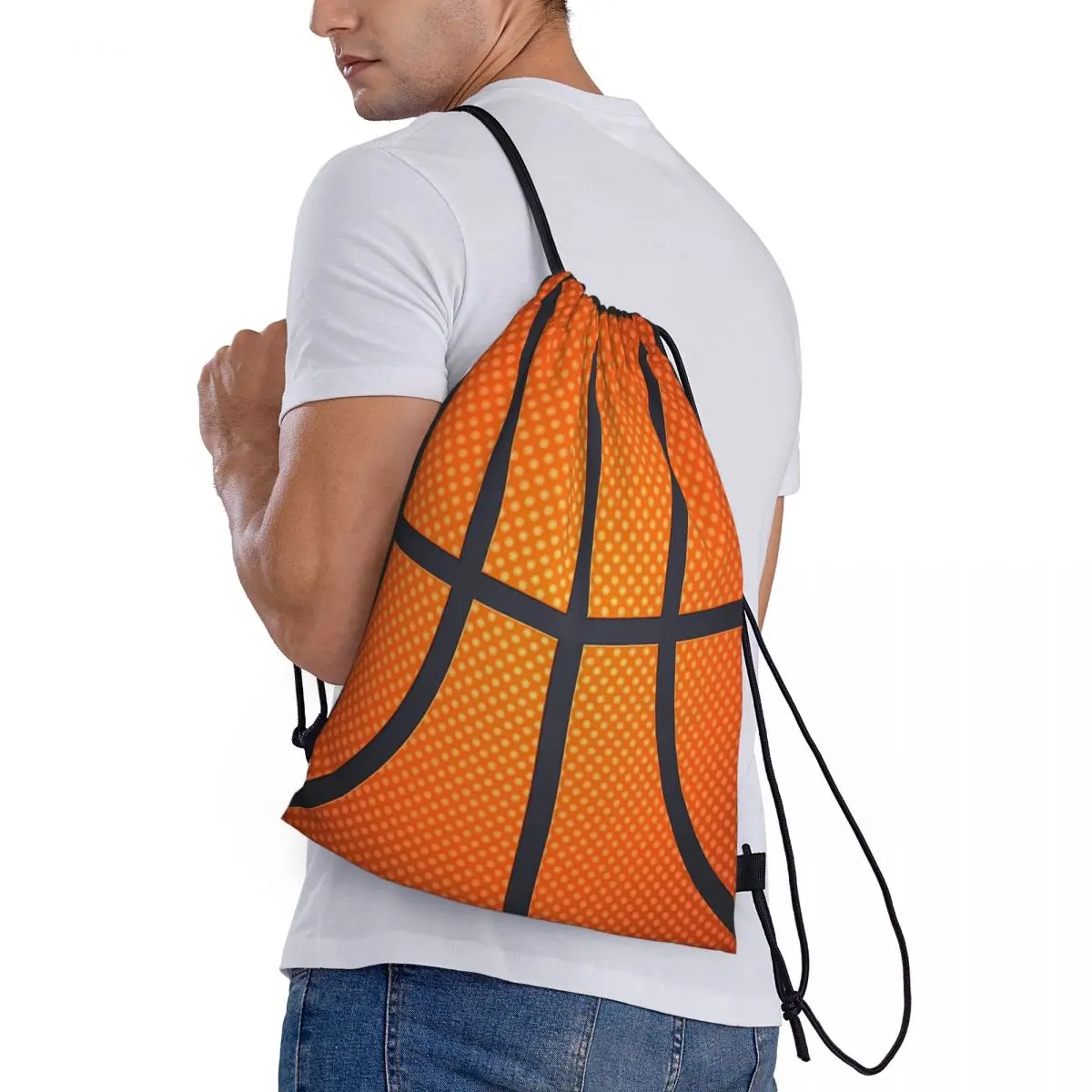 Basketball Court Design Backpacks Fashion Drawstring Bags Sports Bag Book Bags for Man Woman Students