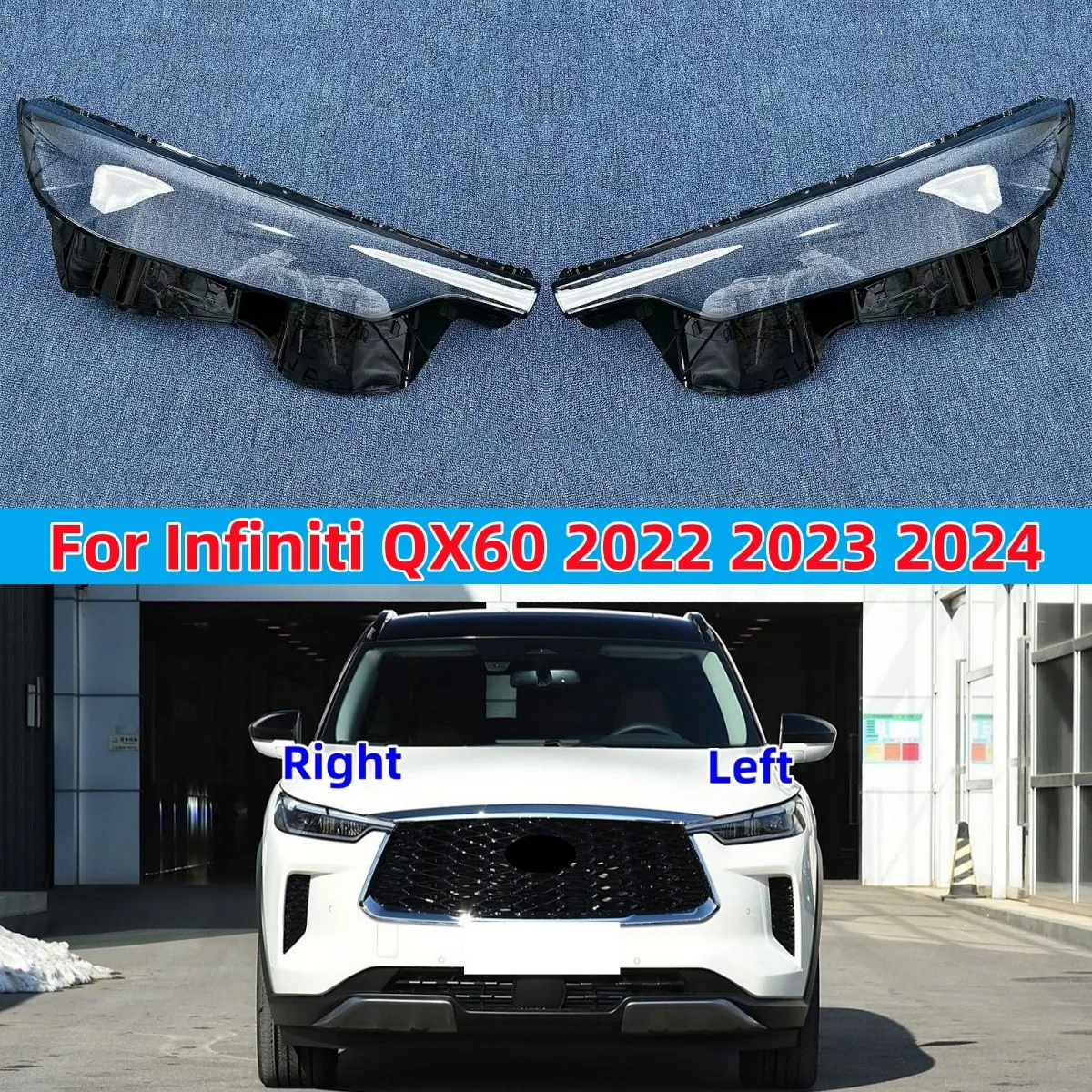 

For Infiniti QX60 2022 2023 2024 Front Headlight Cover Transparent Headlamp Lamp Shell Replace Original Lampshade Plexiglass