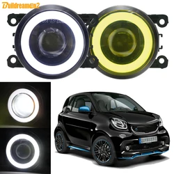 2 X Angel Eye Fog Light For Smart Fortwo (W453) 2014 2015 2016 2017 2018 2019 30W H11 Car Front LED Fog DRL Daytime Running Lamp