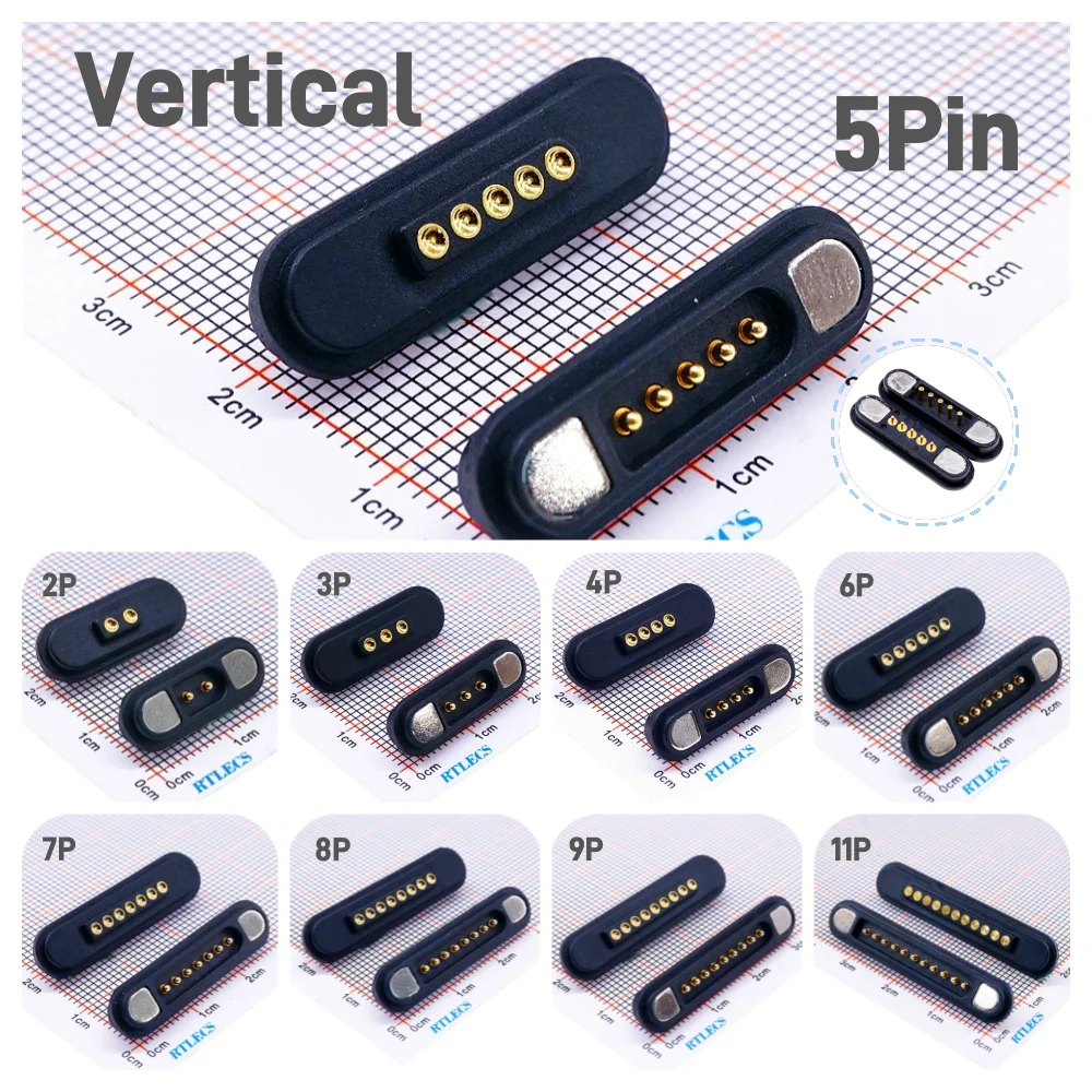 1-10 par 3A Wodoodporne magnetyczne złącze Pogo Pin 2 3 4 5 6 7 8 9 11P Pogopin Męskie żeńskie 2.2 MM Sprężynowe gniazdo zasilania DC