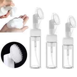 100ml Soap Foaming Bottle Plastic Facial Cleanser Mousse Pump Dispenser with Silicone Brush Head Refillable Bottle for Shampoo