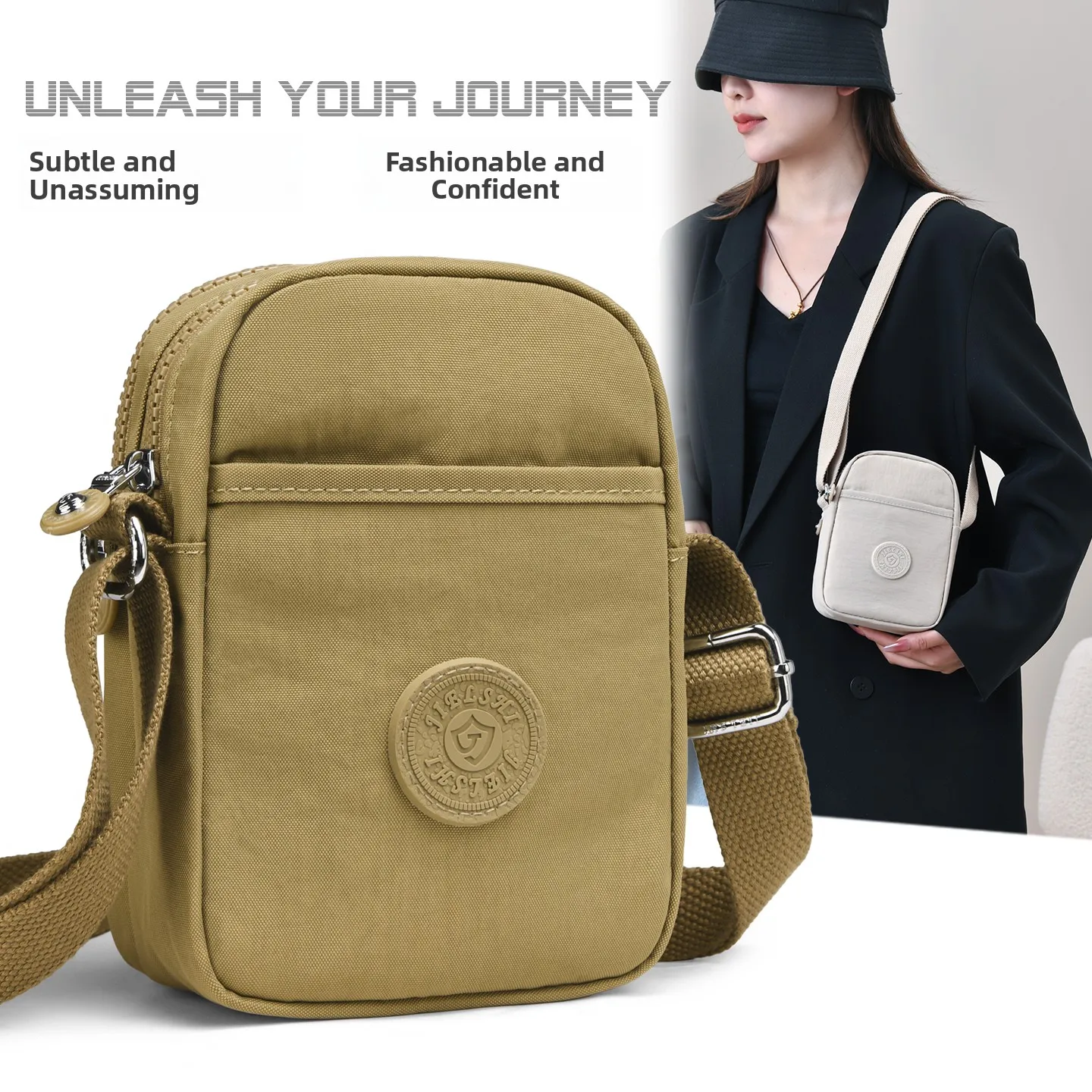 

Jielangi 2025 новая женская маленькая сумка через плечо, водонепроницаемая ткань быка, вертикальная сумка для мобильного телефона, сумка на одно плечо