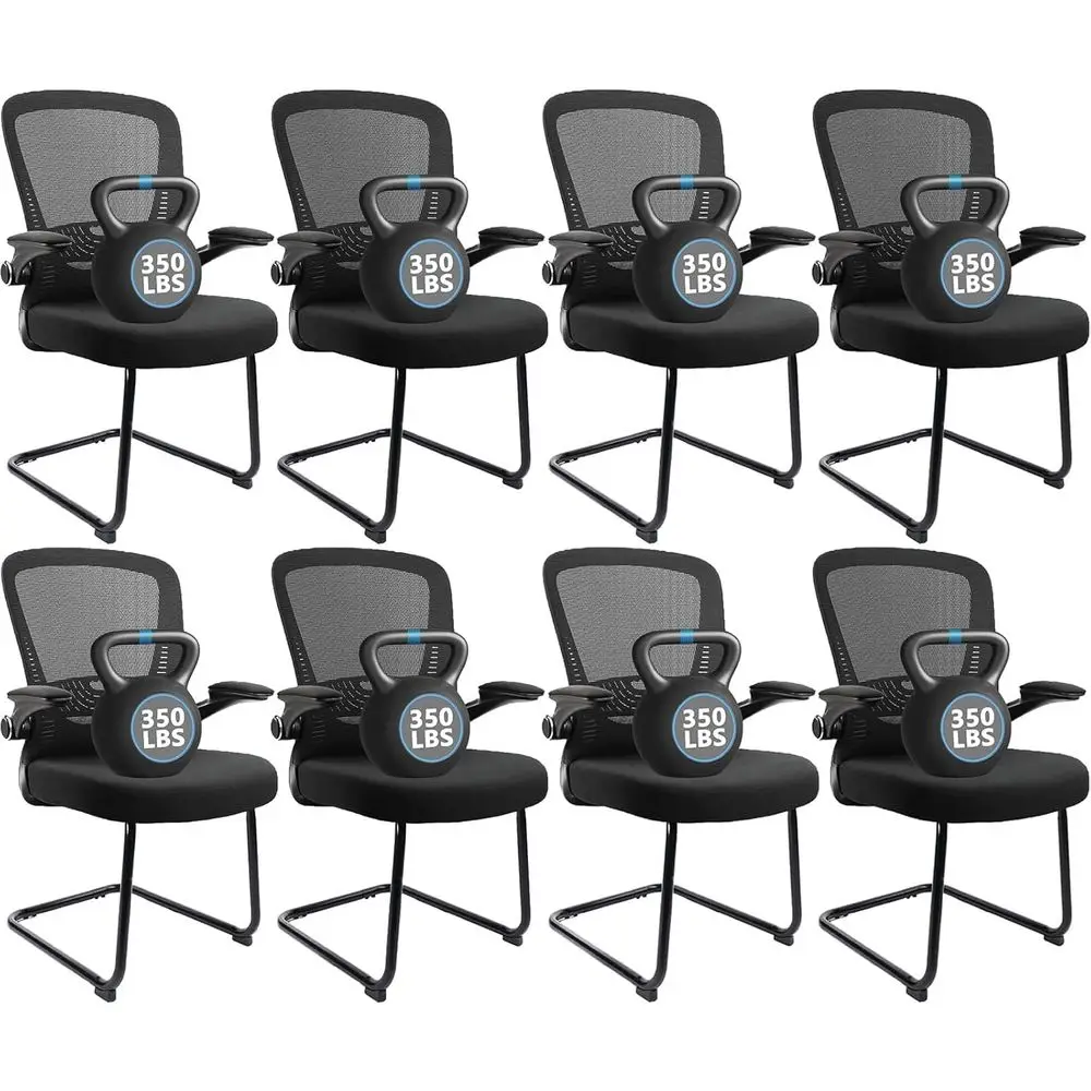 

Mesh Back Ergonomic Chair with Lumbar Support and Raised Armrests for Conference Rooms, Set of 8, Black