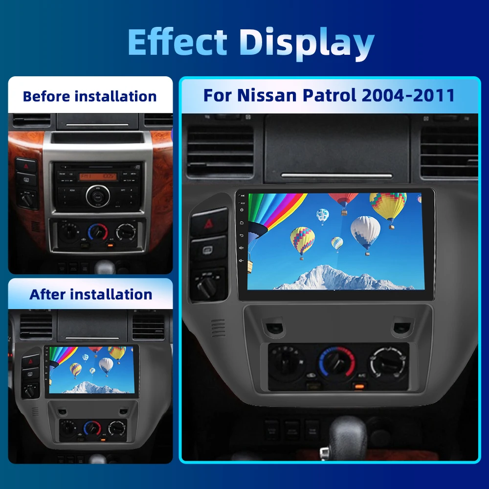 Podofo 2din Car Radio For Nissan Patrol 2004-2011 Android Auto Stereo Radio Navigation GPS AI Voice 4G WIFI DSP Wireless Carplay