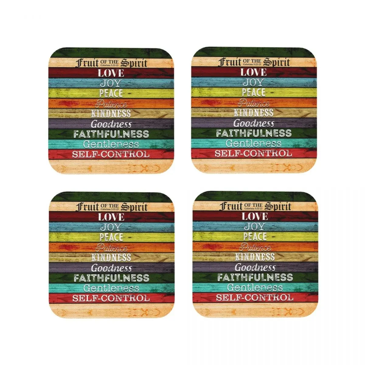 

The Fruit Of The Spiri Coasters Kitchen Placemats Waterproof Insulation Cup Coffee Mats For Decor Home Tableware Pads Set of 4