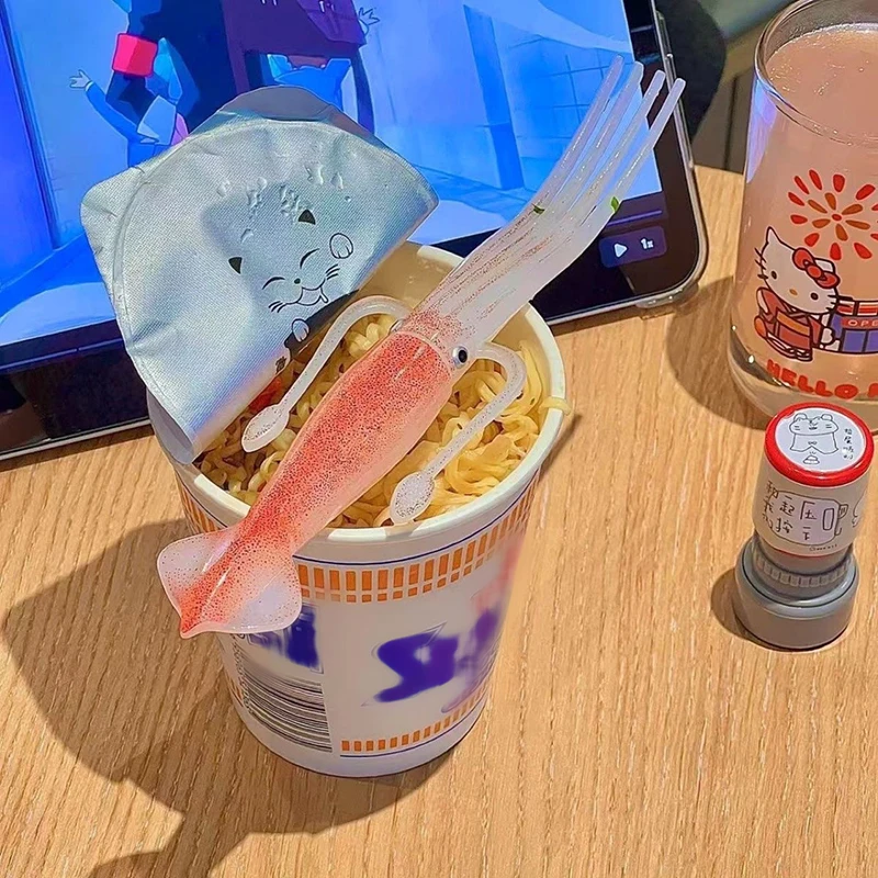 Funny Squid Cuttlefish Fork Fruit Cup Noodle Tableware Fork Instant Noodle Forks Bento Lunches Forks Food Pick Toothpick