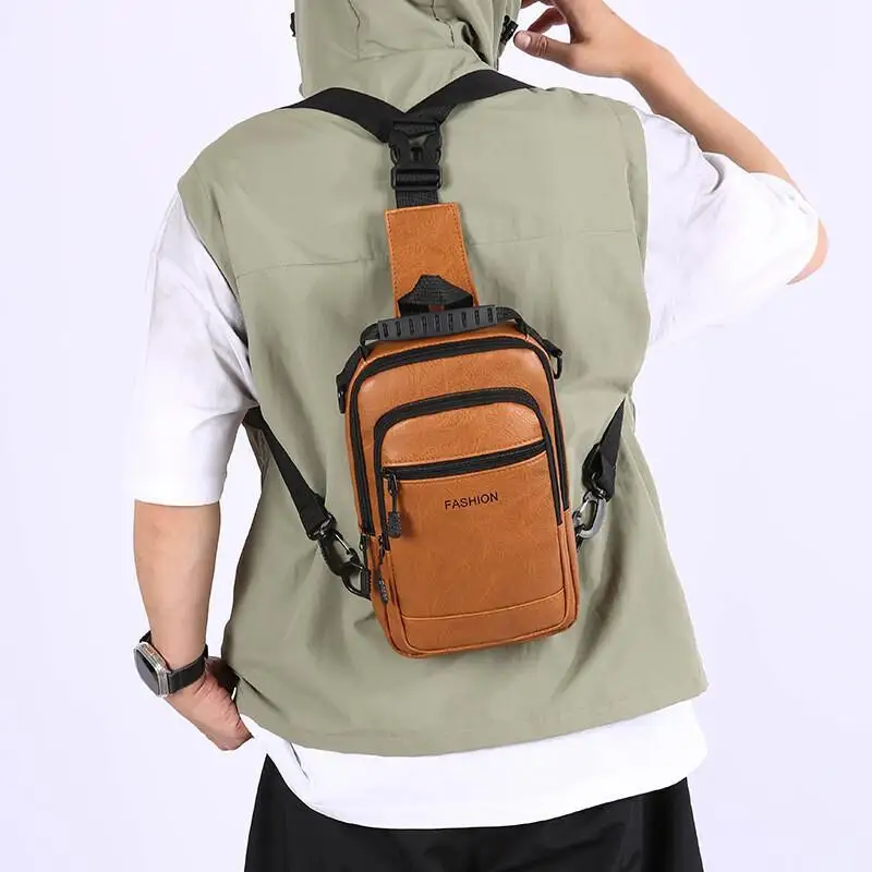 

Новая многофункциональная кожаная сумка через плечо большой емкости в стиле ретро, дорожный телефон, компьютер, портативный рюкзак, водонепроницаемый кошелек