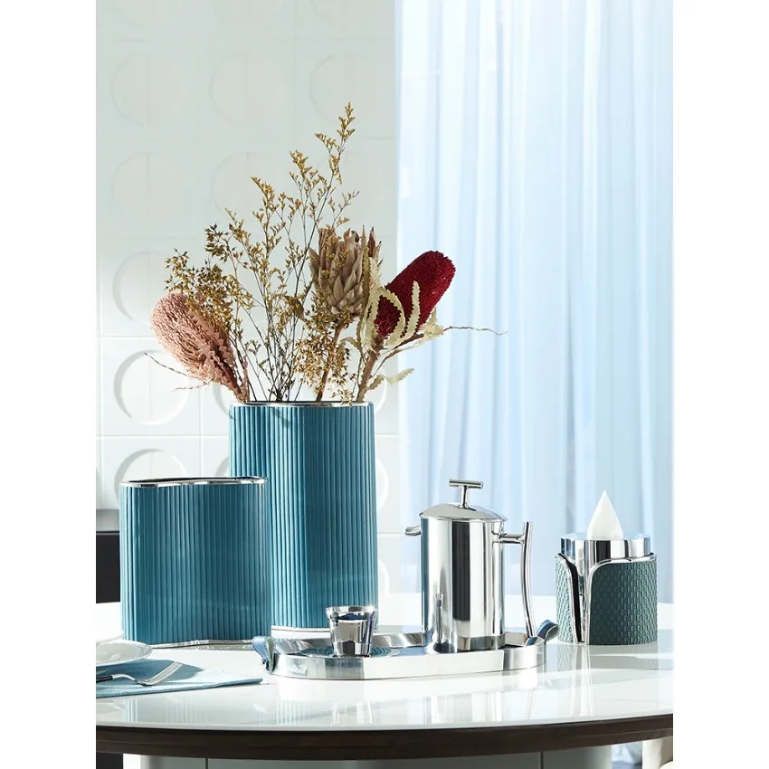 Light Luxury Leather Tissue Box Set With Tray, Stainless Steel Tissue Holder, High-end Soft Furnishing For Living Room Tea Table