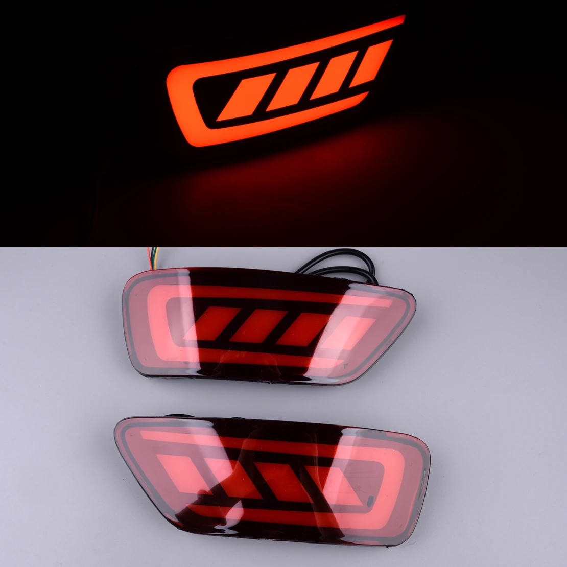 1 Pair Red Lens LED Rear Bumper Turn Singal Reflector Lights Fit for Jeep Grand Cherokee Compass Dodge Journey 2016-2013 DC 12V