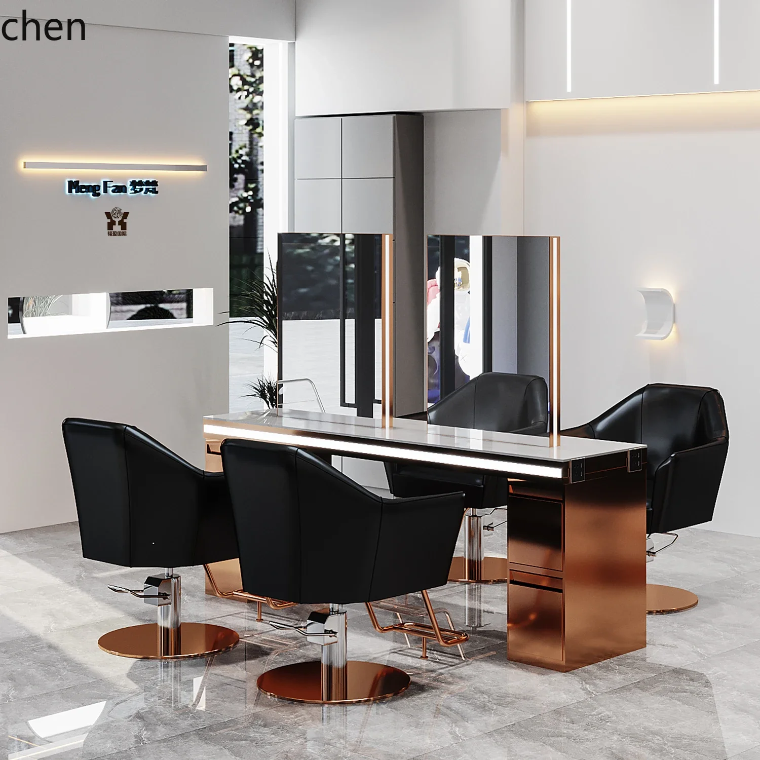 C6.15 high-end barber shop mirror table hair salon special perm and dyeing area hair cutting mirror tide shop