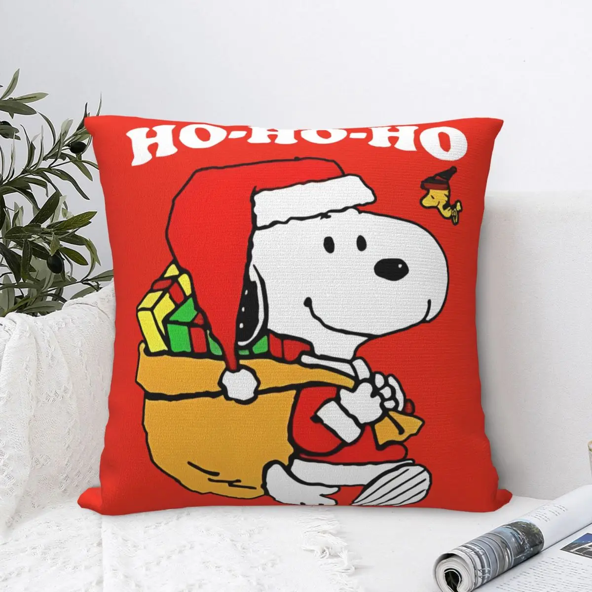 Christmas Snoopy Cartoon Pillow Cover Woodstock Peanuts Charlie Brown Pillow Case For Home Decorative Cushion Cover Pillowcases