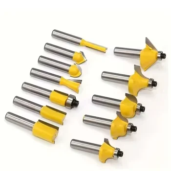 12 Piece 8mm Shank Woodworking Router Bit Set Milling Cutter Tools for Carving Trimming Engraving Woodworking Projects
