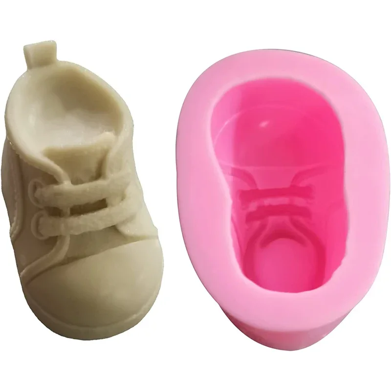 Buty dziecięce Silikonowa forma do świec Ręcznie robione buty 3D Rzemiosło Żywica Formy do odlewania gipsu DIY Czekoladowe ciasto Kostka lodu Narzędzie do pieczenia