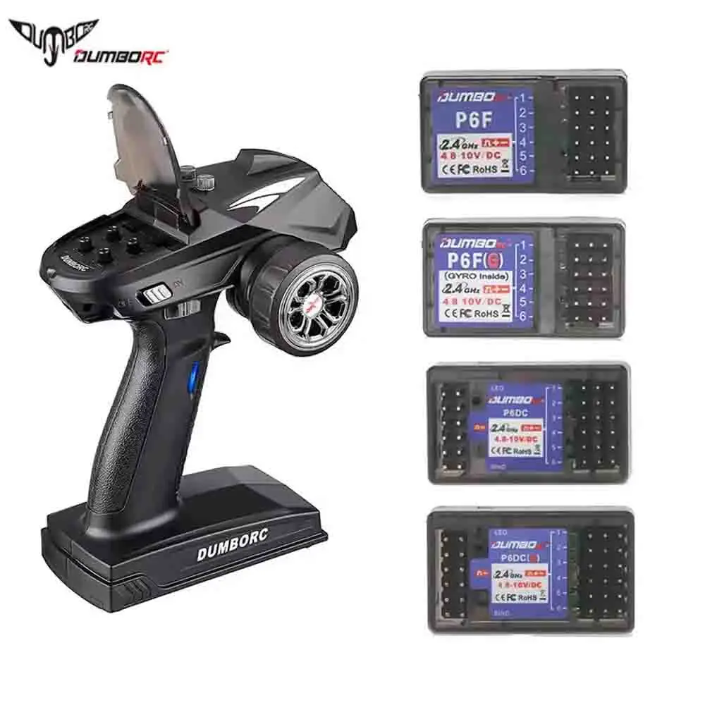 

DumboRC X6 2.4G 6CH Transmitter Remote Control with P6F/P6FG/P6DC/P6DCG Gyro DC Receiver For Car Tank Boat RC Accessories