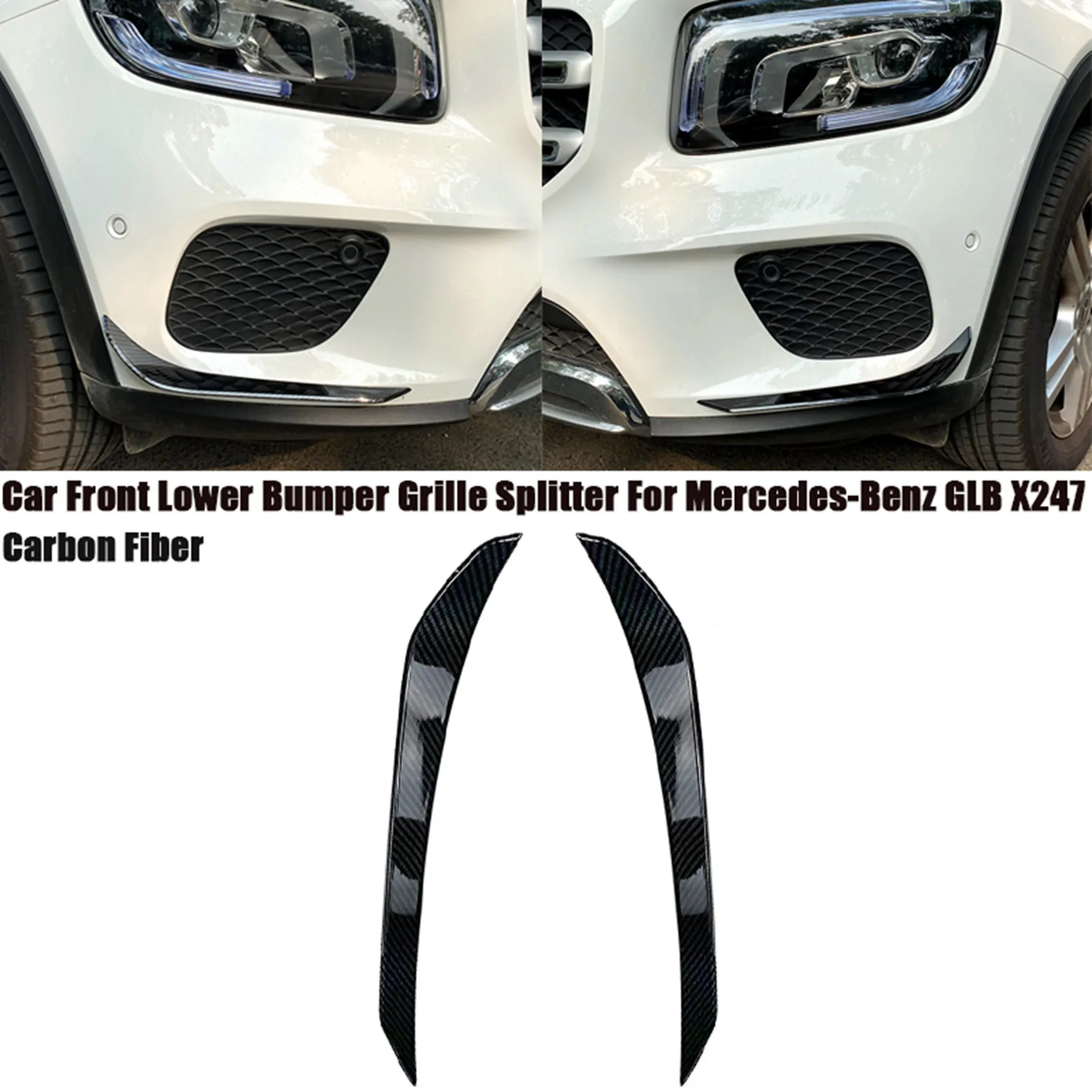 Carbon Fiber Car Front Lower Bumper Spoiler Grille Splitter Cover for Mercedes-Benz GLB X247 GLB180 GLB200